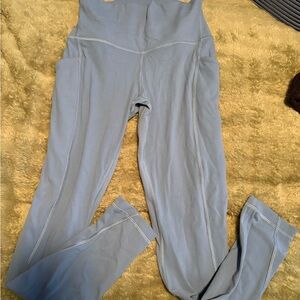 Lululemon Women's Blue High-Waisted Leggings with Pockets